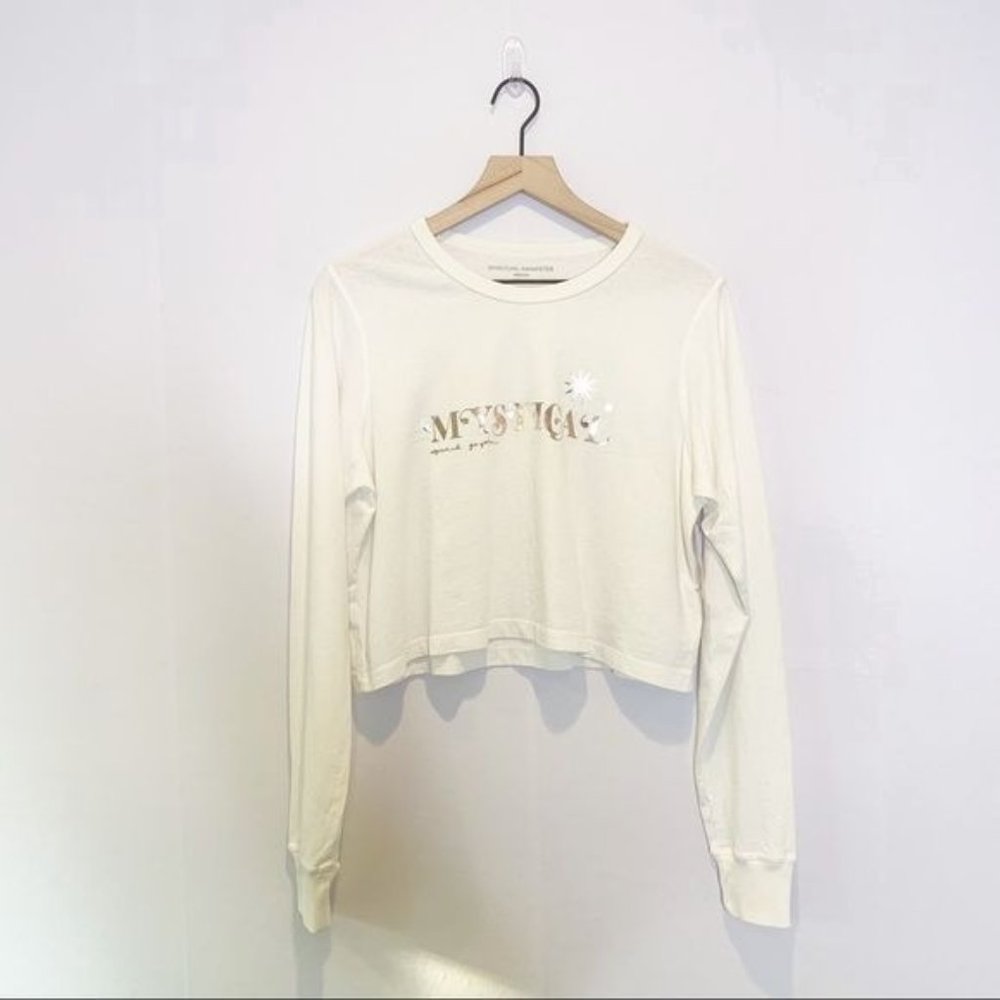 NWT Spiritual Gangster White Mystical Fiona Long Sleeve Crop Top Medium